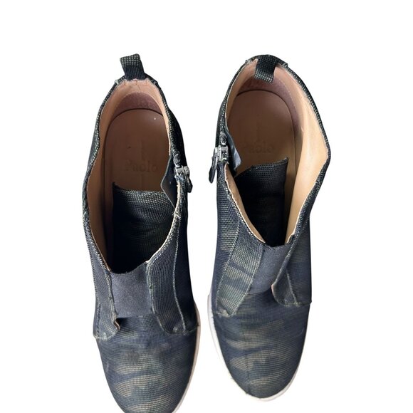 Linea Paolo Women's Felicia Wedge Heel Boot Sz 9 Green Camo Side Zip - Picture 4 of 15